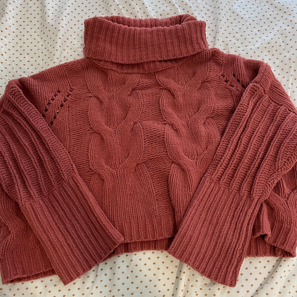 Chunky Pink Turtleneck Sweater
